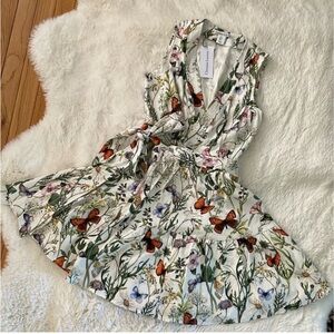 NWT Christian Lacroix Mini floral Wrap Dress Butterfly Garden - size Medium.